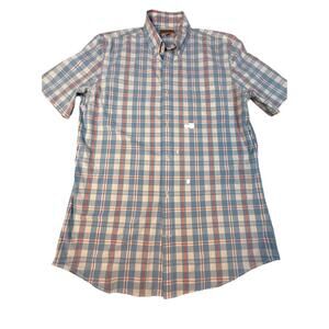 Foundry Mens LT Tall Plaid Button Shirt Short Sleeve Cotton white/blue/pink